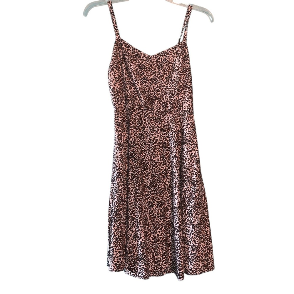 Old Navy Smocked Fit & Flare Cami Midi Dress Leopard Brown Animal Print S VTGβ